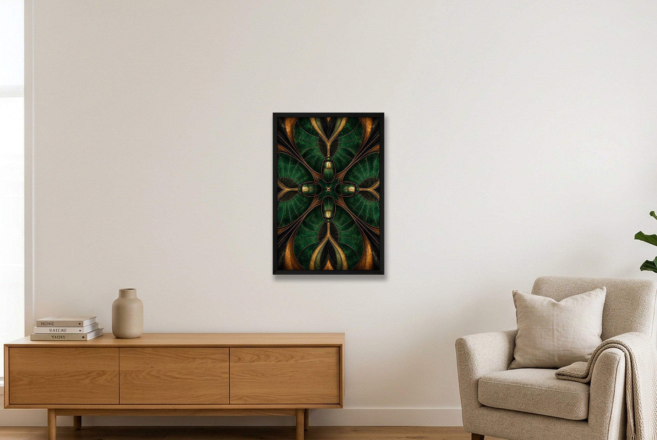 Scarab Shell Animal Signal — 40×60cm, 16×24" Black Frame