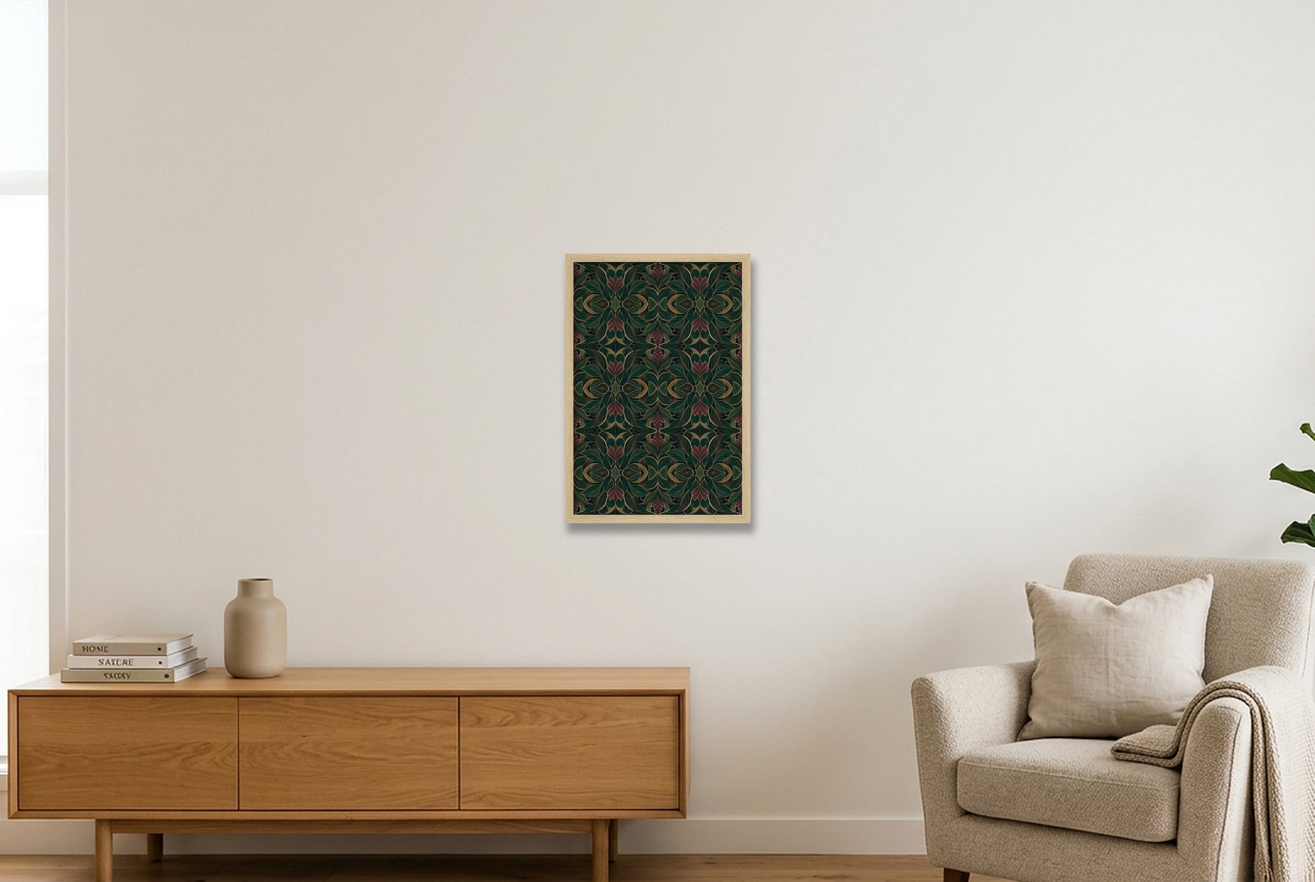 Emerald Plum Botanical Archive — 30×45cm, 12×18" Oak Frame