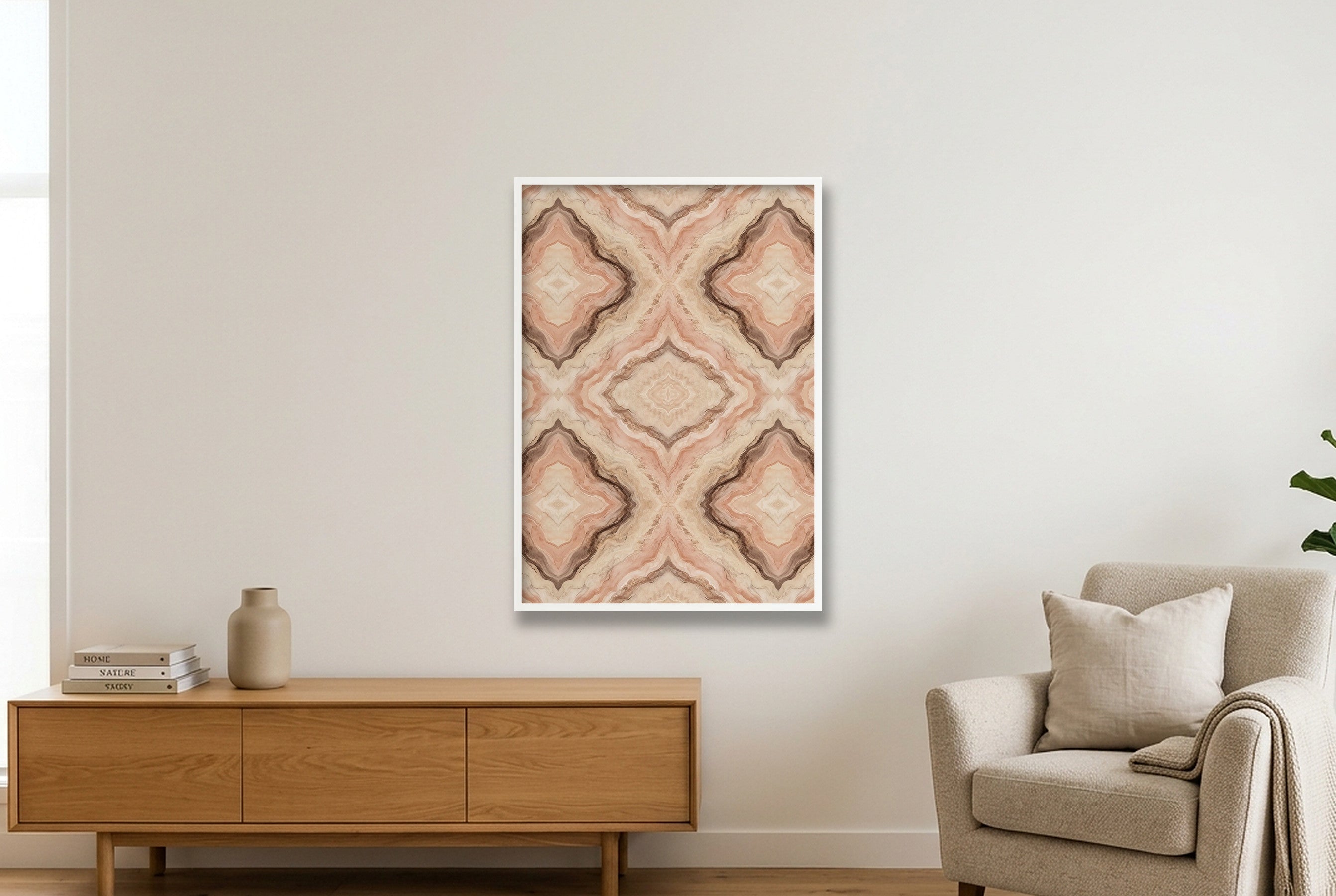 Canyon Marble Water and Mineral — 70×100cm, 28×39" White Frame