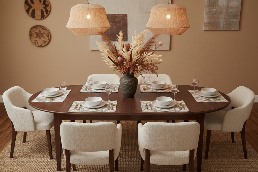 Indigo Weave Placemat — Room Setting