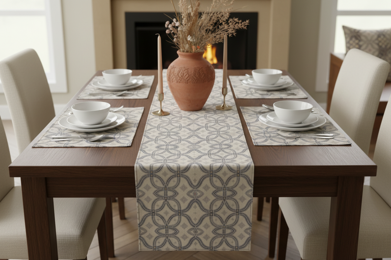 Indigo Weave — Placemat & Table Runner Set