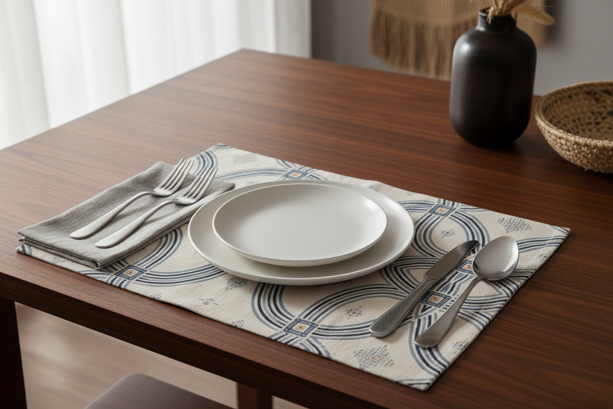 Indigo Weave Placemat — Table Setting
