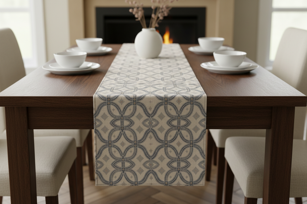 Indigo Weave Table Runner — Mockup Attempt 3