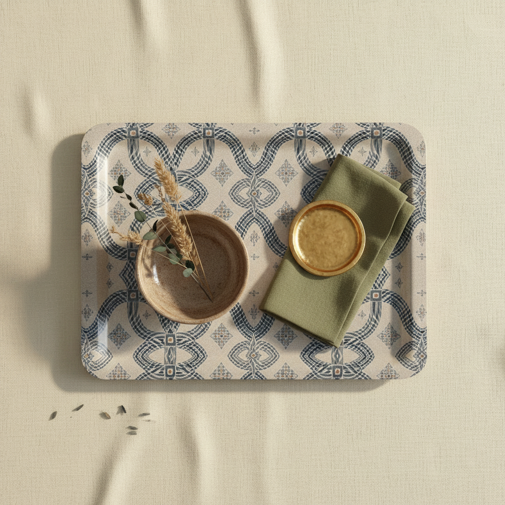 Indigo Weave Tray — Flat Lay