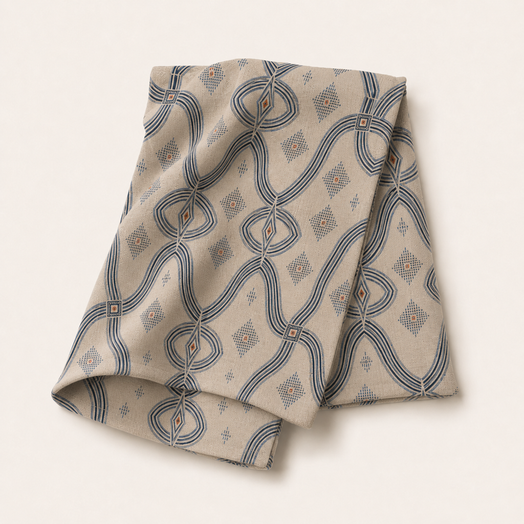 Zebra Rhythm – Indigo Weave – Cotton Throw