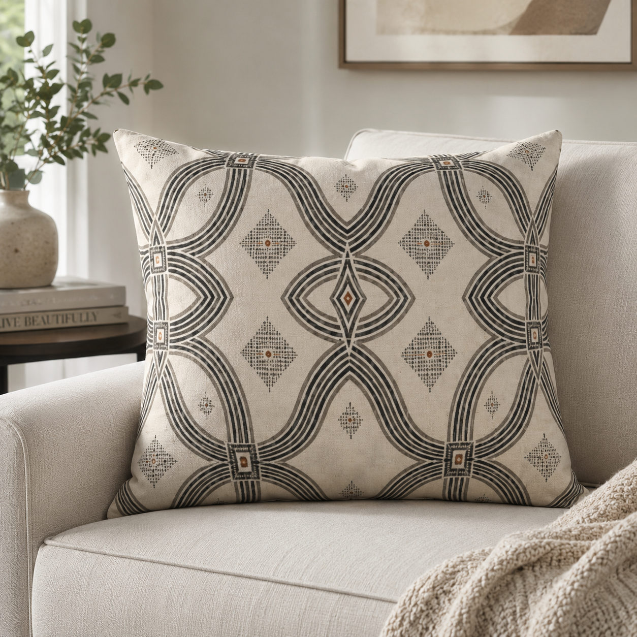 Zebra Rhythm – Monochrome Loom – Velvet Cushion