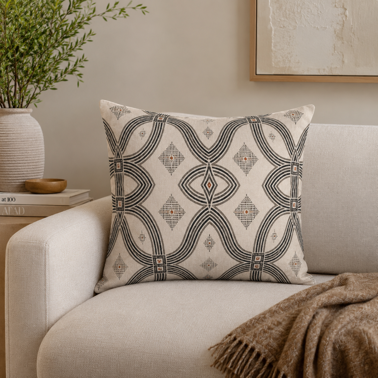 Zebra Rhythm – Monochrome Loom – Velvet Cushion