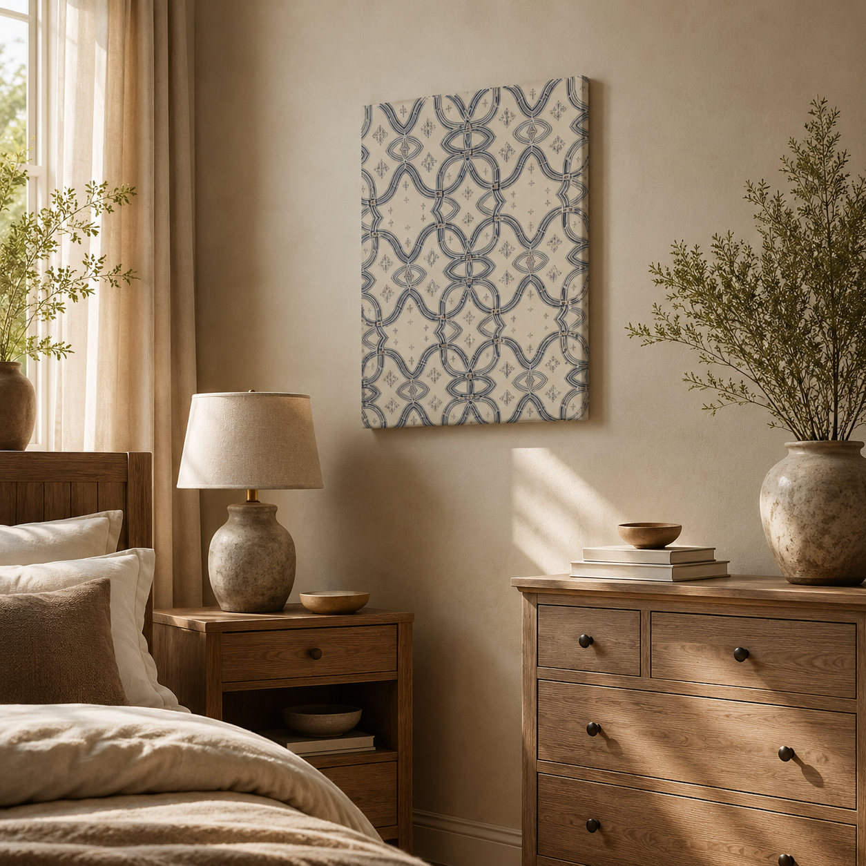 Zebra Rhythm Indigo Weave — Medium Gallery Wrapped Canvas Print