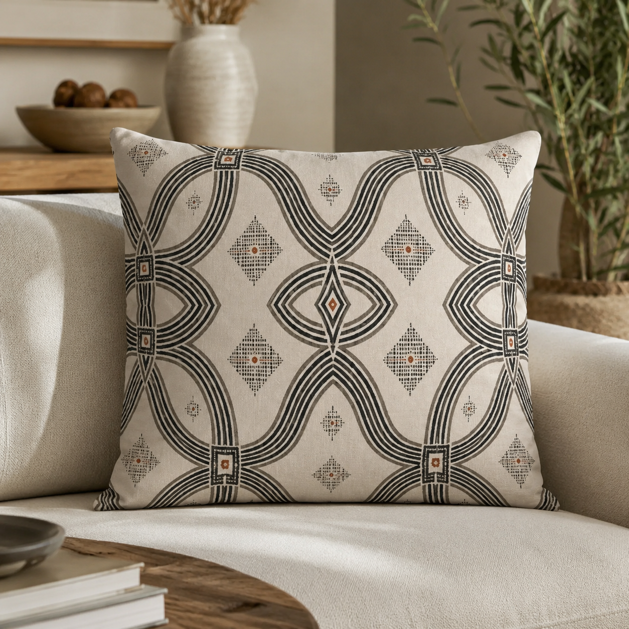 Zebra Rhythm – Monochrome Loom – Velvet Cushion