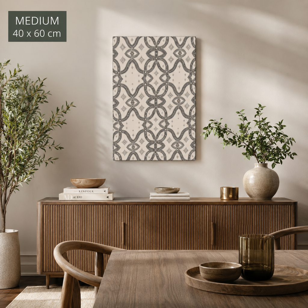 Zebra Rhythm – Monochrome Loom – Medium Gallery Wrapped Canvas Print
