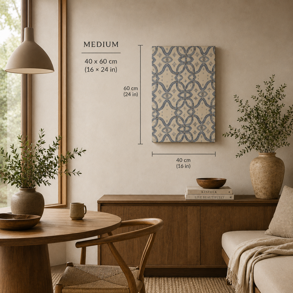 Zebra Rhythm Indigo Weave — Medium Gallery Wrapped Canvas Print