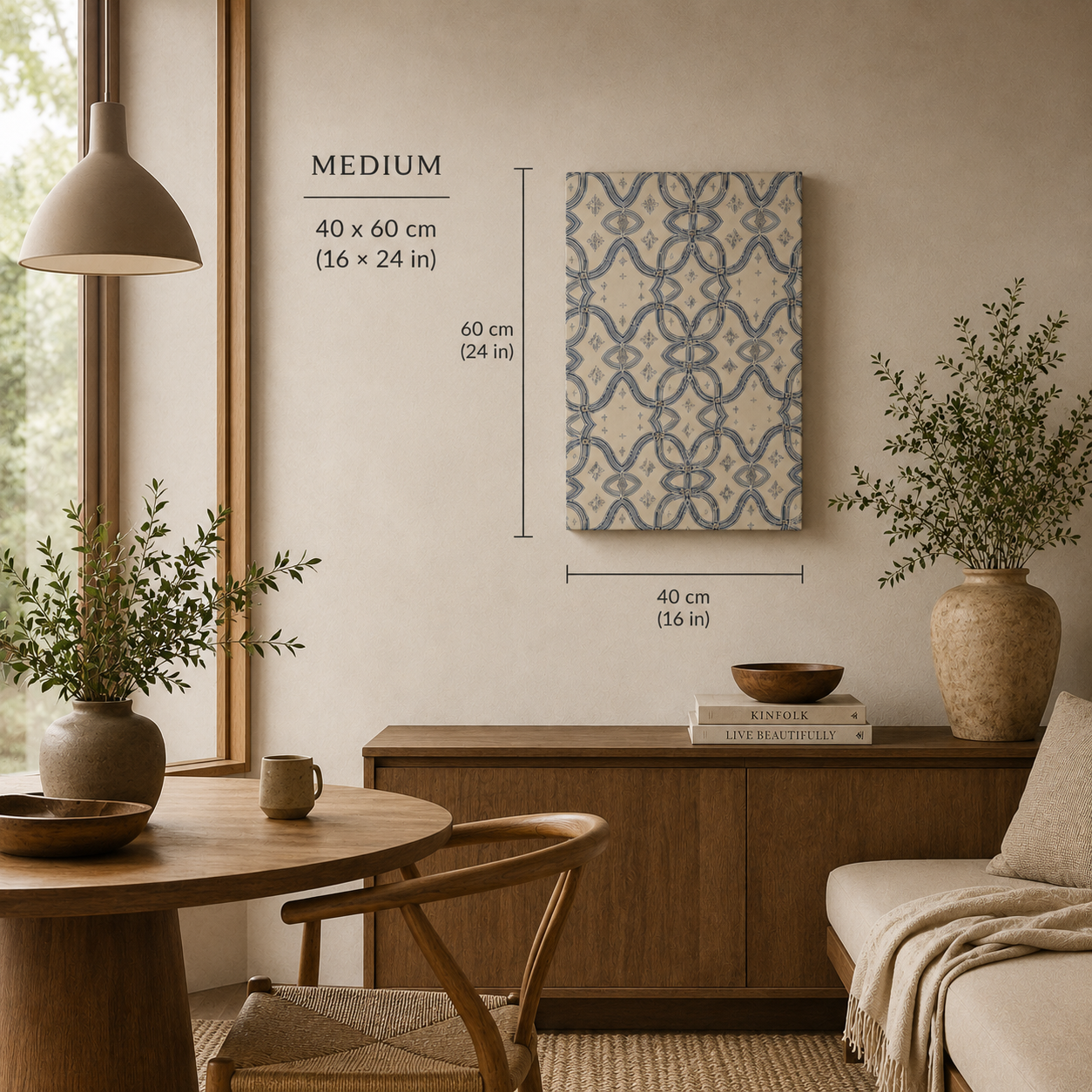 Zebra Rhythm Indigo Weave — Medium Gallery Wrapped Canvas Print