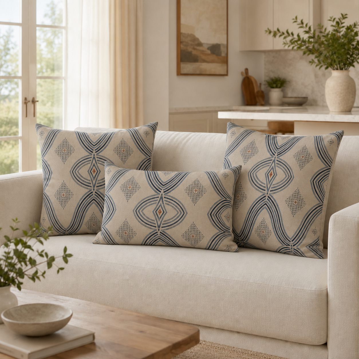 Zebra Rhythm – Indigo Weave – Velvet Cushion