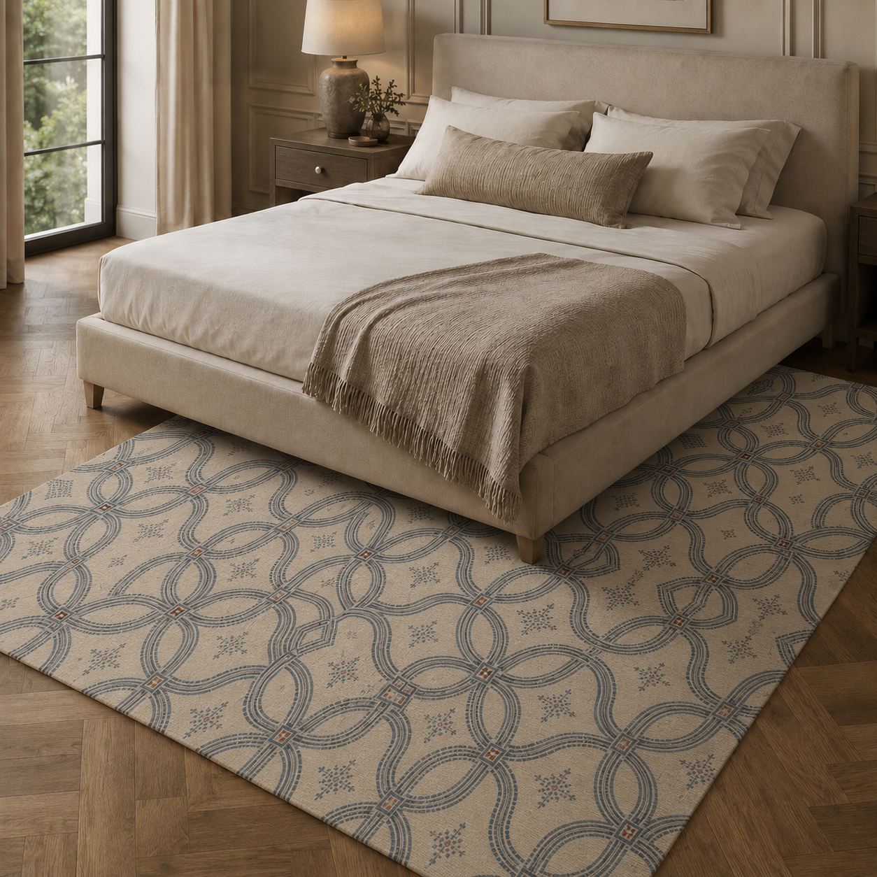 Zebra Rhythm Indigo Weave — Marbled Velvet Rug