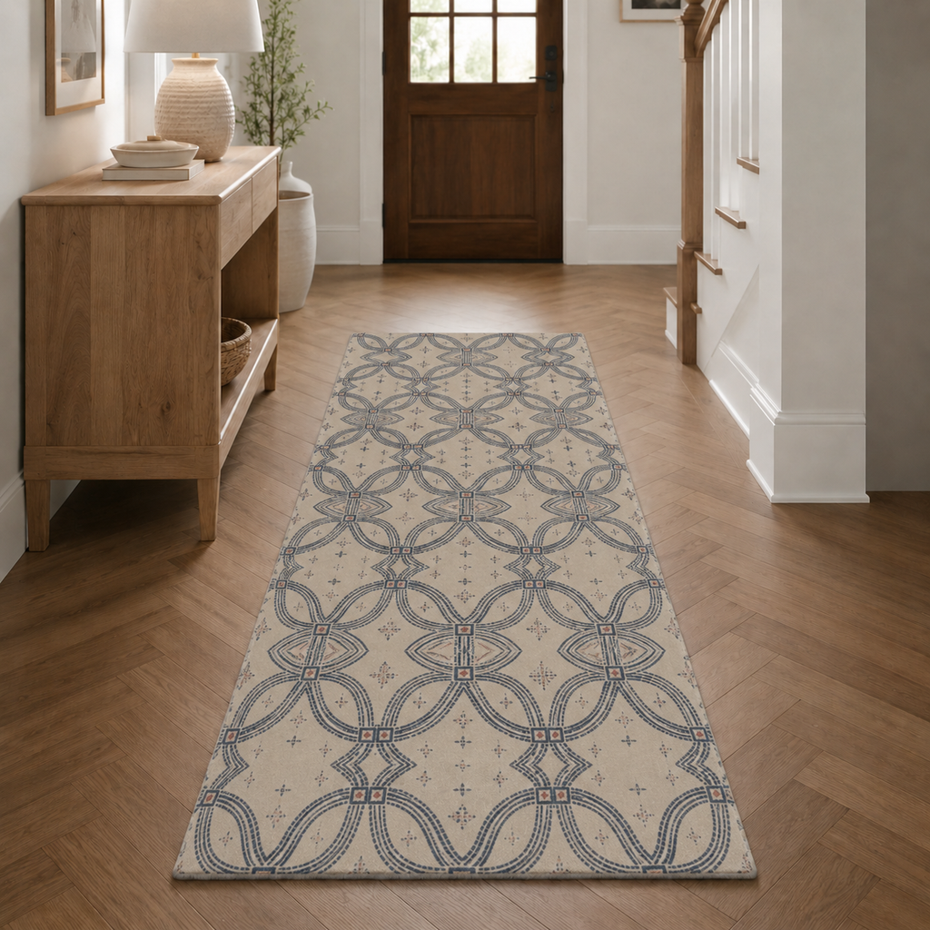 Zebra Rhythm Indigo Weave — Marbled Velvet Rug