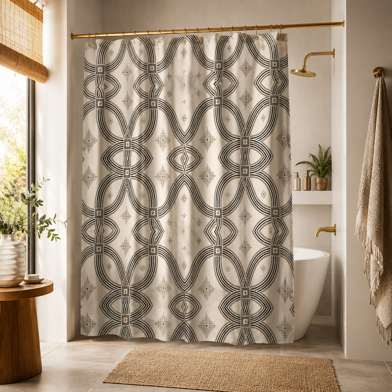 Zebra Rhythm – Monochrome Loom – Shower Curtain