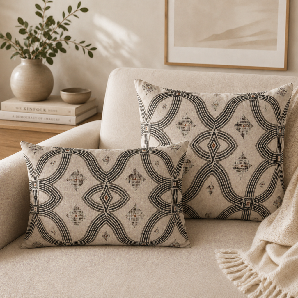 Zebra Rhythm – Monochrome Loom – Velvet Cushion