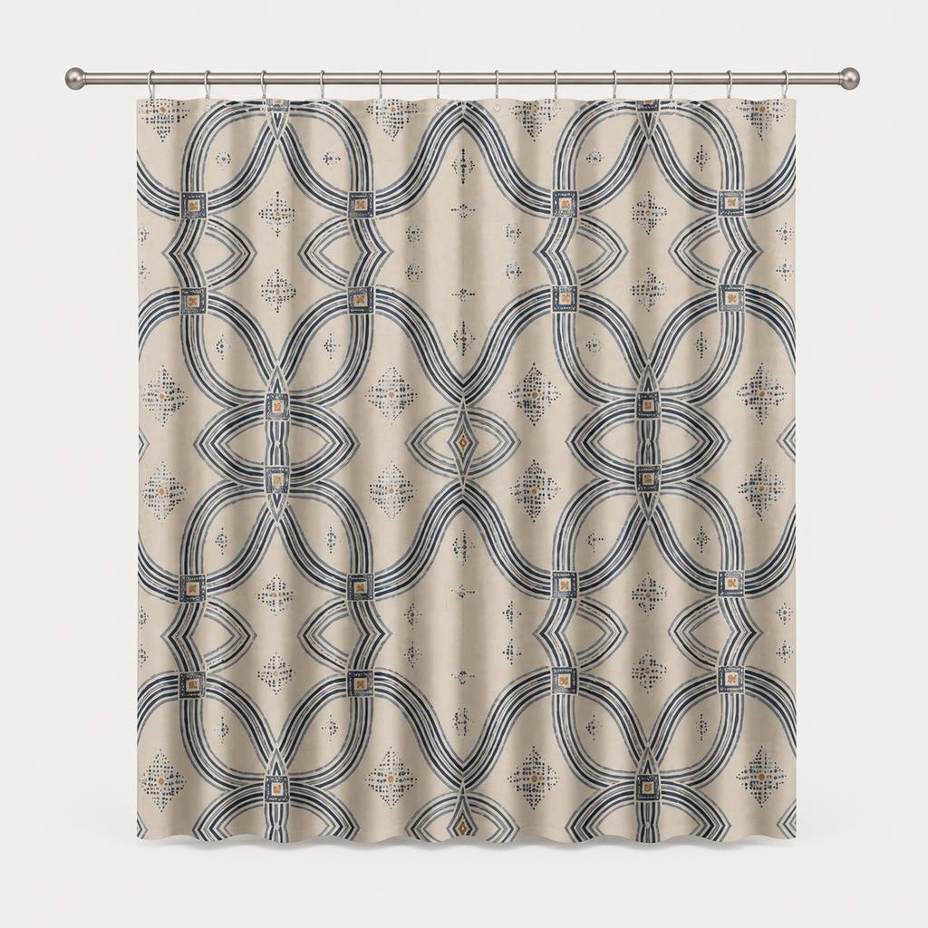 Zebra Rhythm Indigo Weave — Shower Curtain
