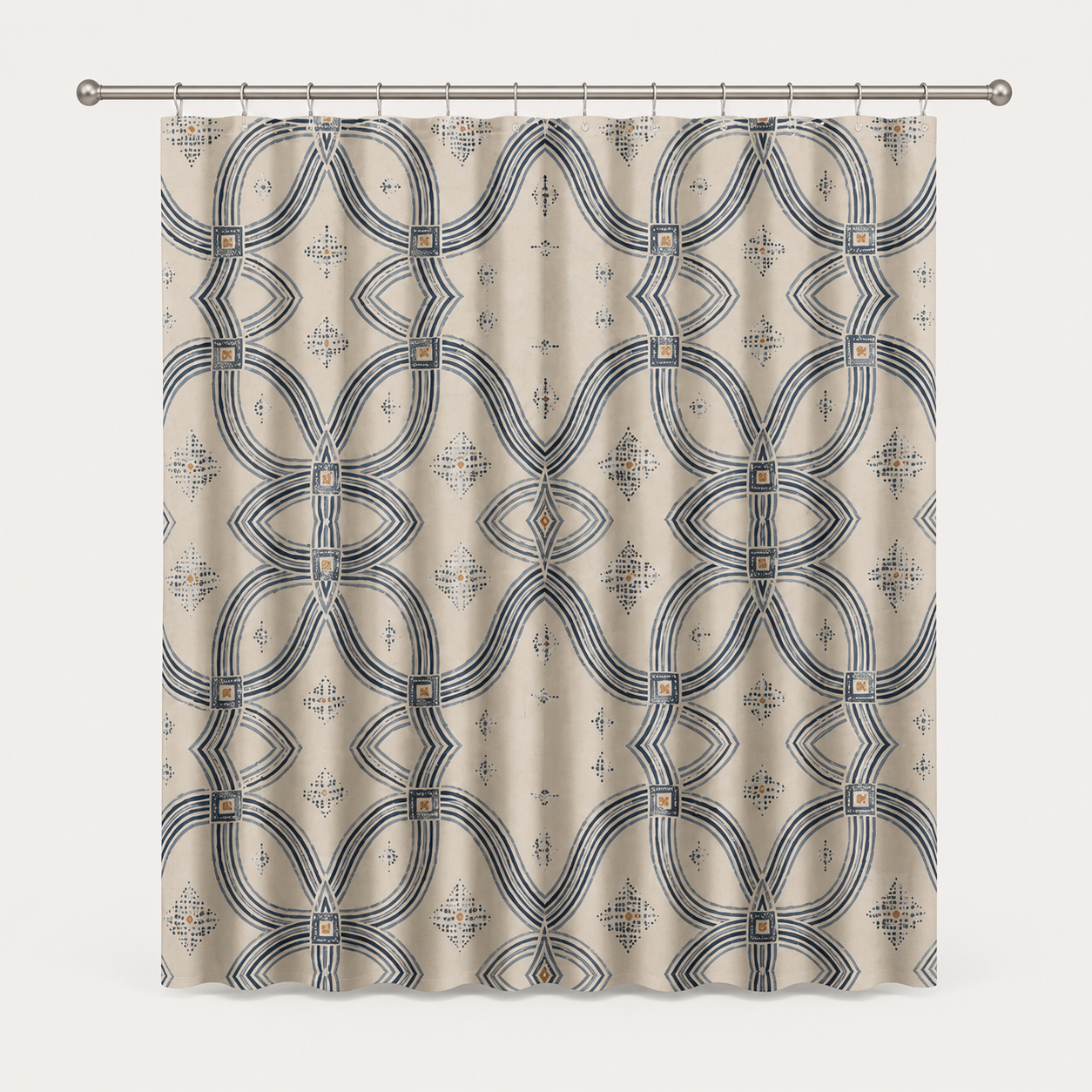 Zebra Rhythm Indigo Weave — Shower Curtain