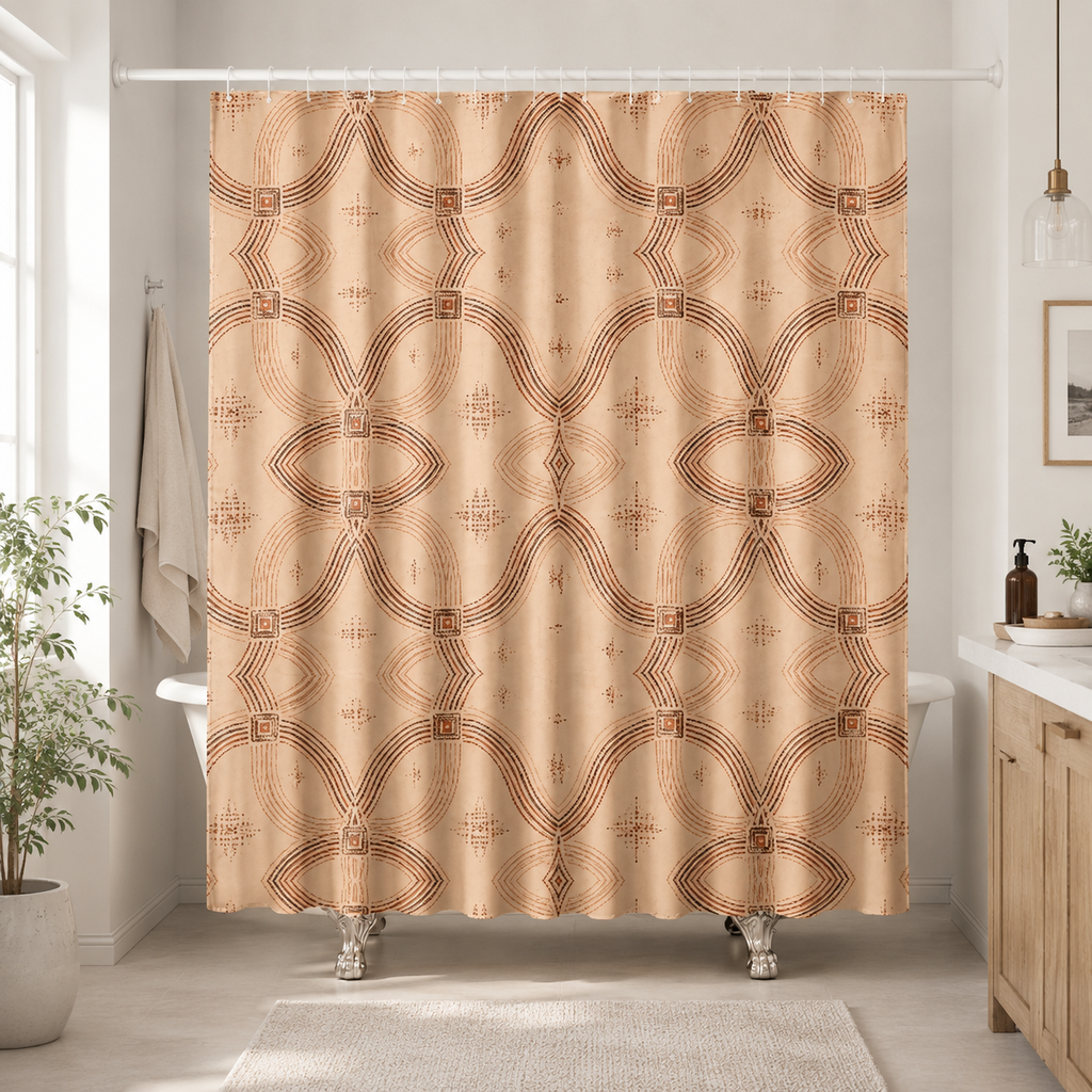 Zebra Rhythm Terracotta Junction — Shower Curtain