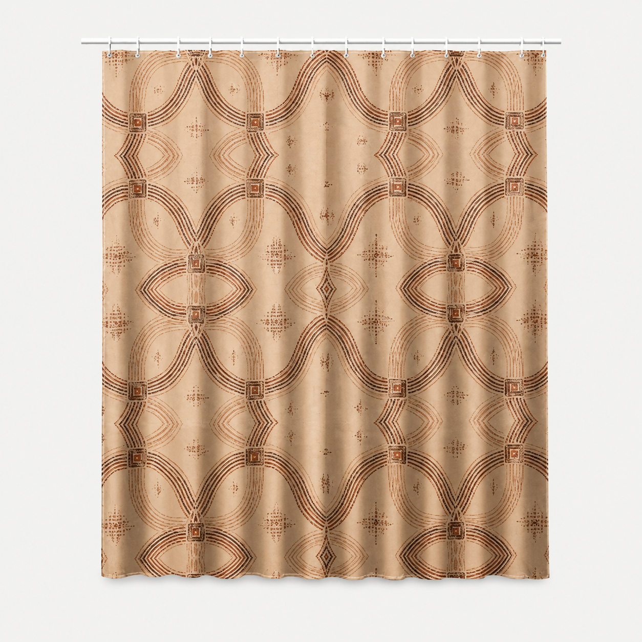 Zebra Rhythm Terracotta Junction — Shower Curtain