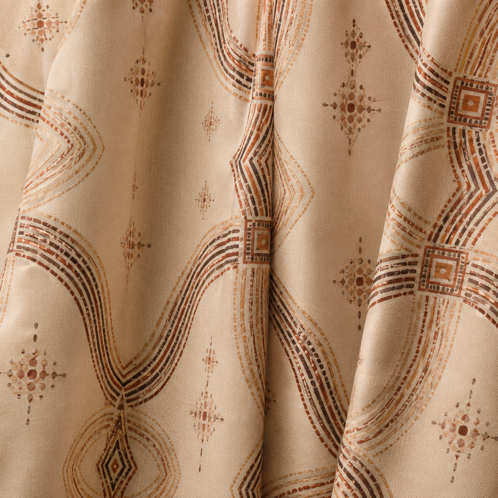 Zebra Rhythm Terracotta Junction — Shower Curtain