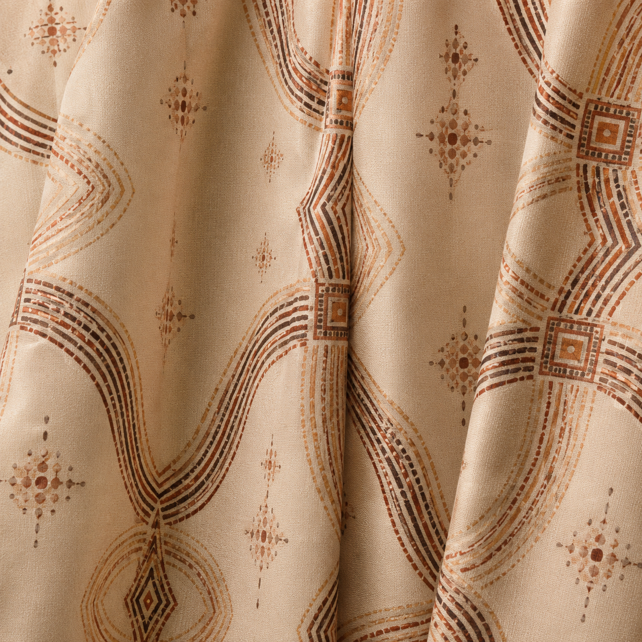 Zebra Rhythm Terracotta Junction — Shower Curtain