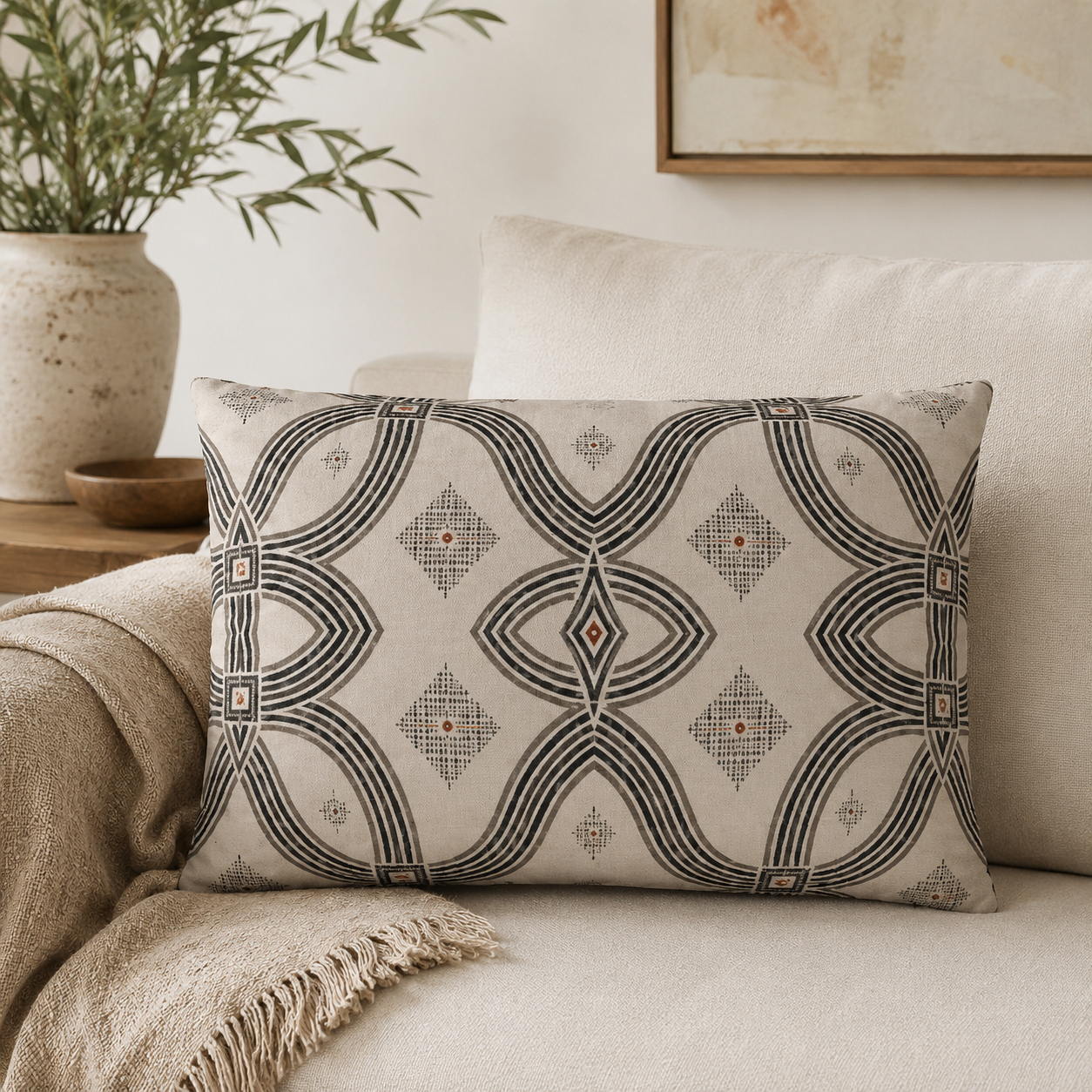 Zebra Rhythm – Monochrome Loom – Velvet Cushion