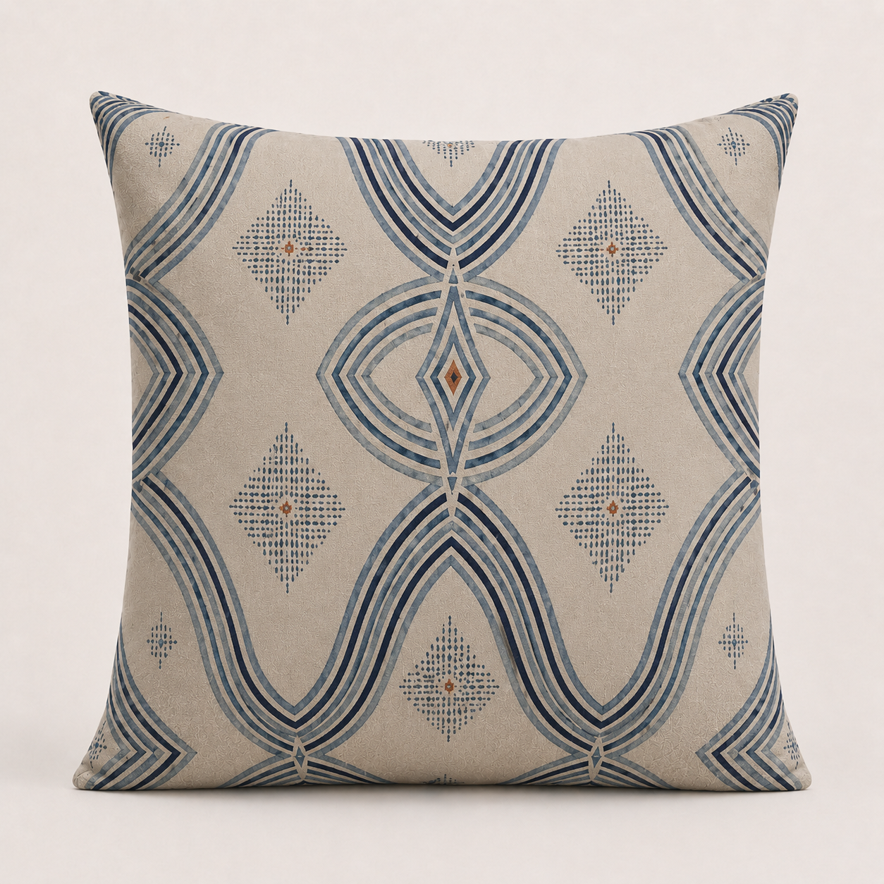 Zebra Rhythm – Indigo Weave – Velvet Cushion