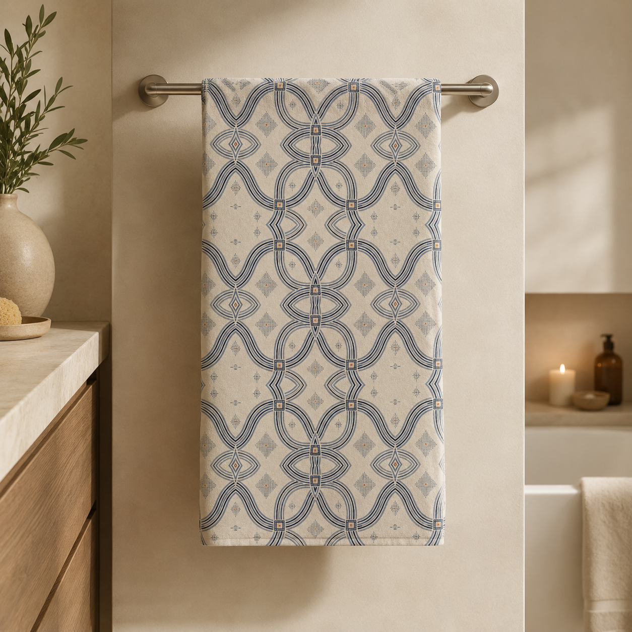 Zebra Rhythm Indigo Weave — Bath Towel