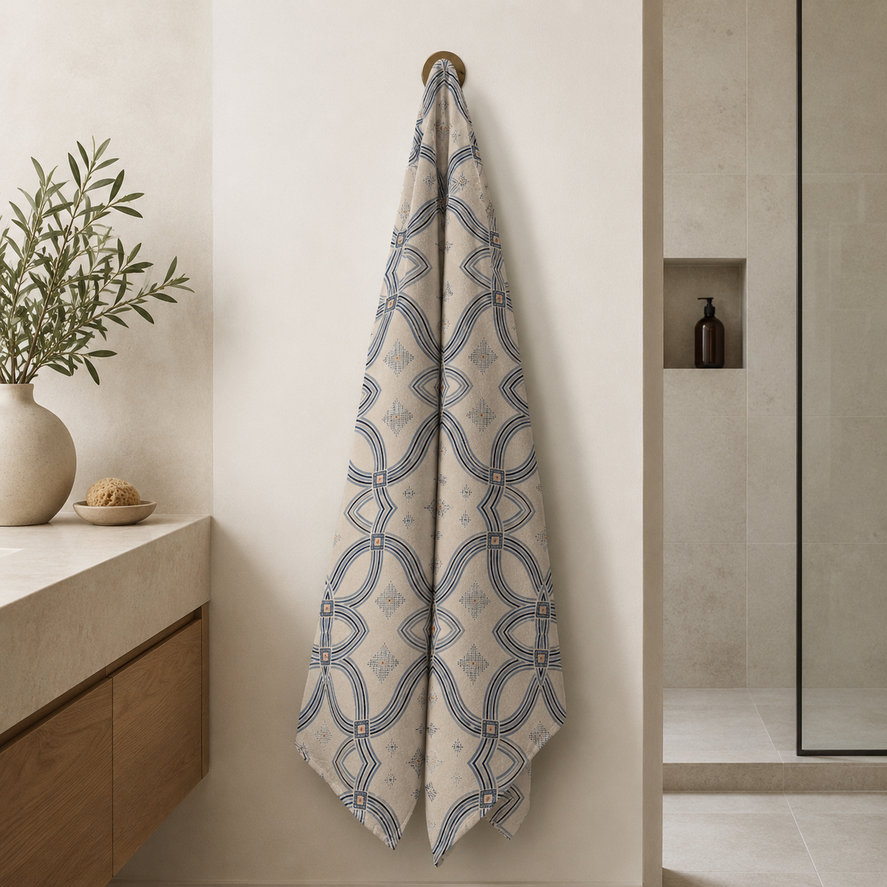 Zebra Rhythm Indigo Weave — Bath Towel