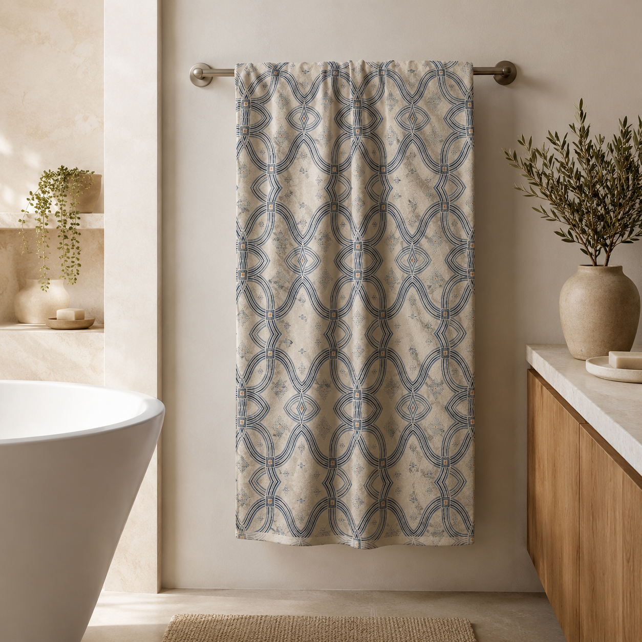 Zebra Rhythm Indigo Weave — Bath Towel