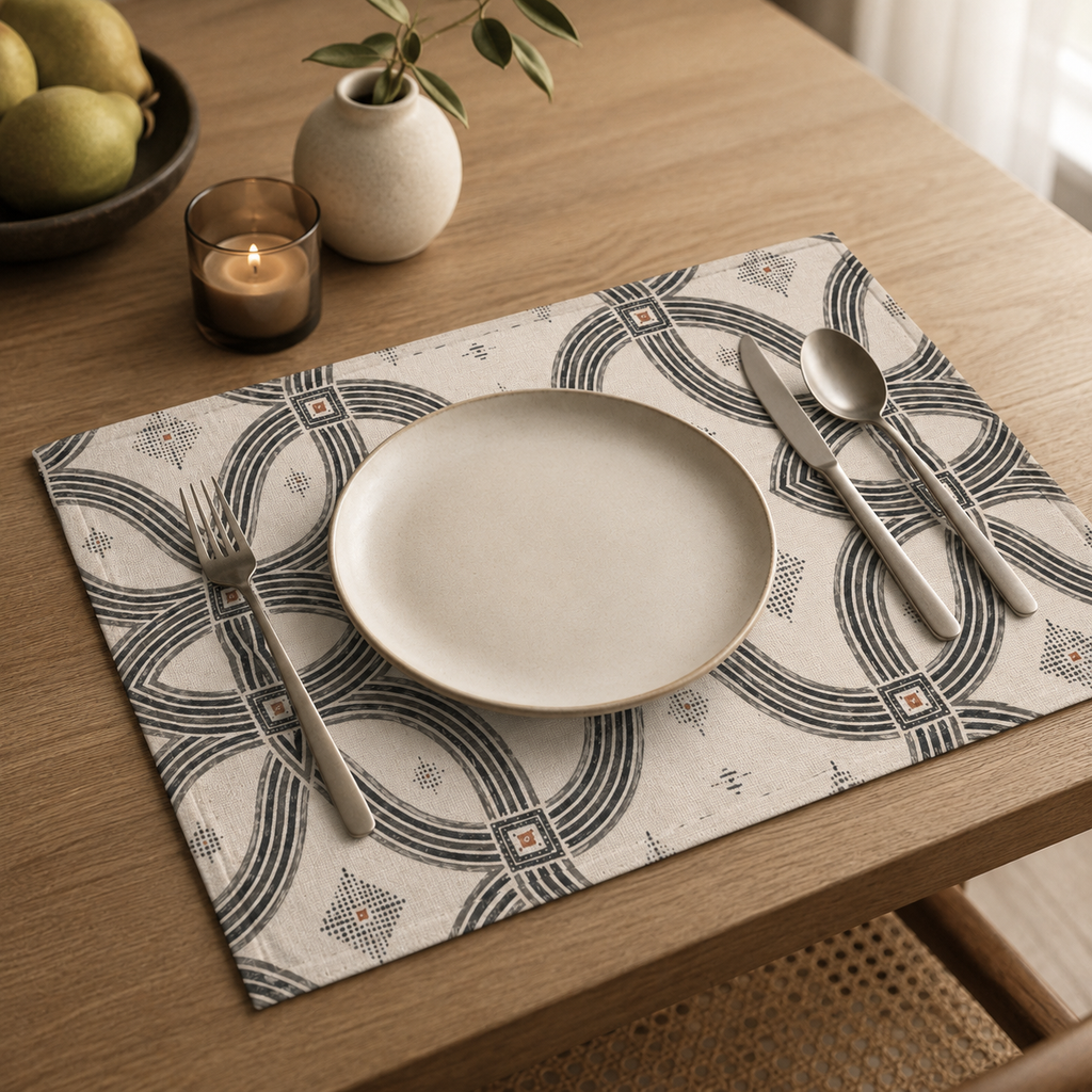 Zebra Rhythm – Monochrome Loom – Fabric Placemats