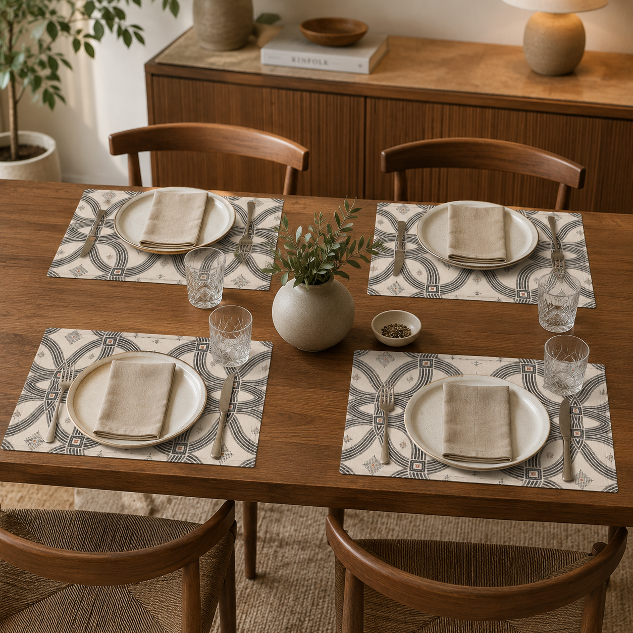 Zebra Rhythm – Monochrome Loom – Fabric Placemats