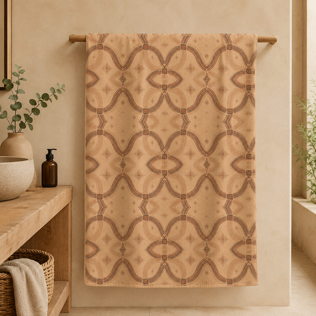 Zebra Rhythm Terracotta Junction — Bath Towel