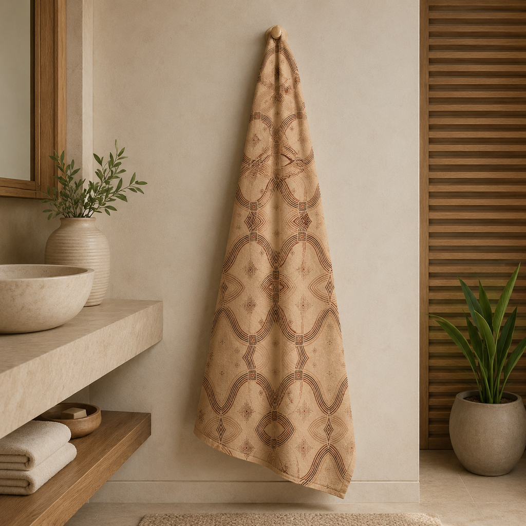 Zebra Rhythm Terracotta Junction — Bath Towel