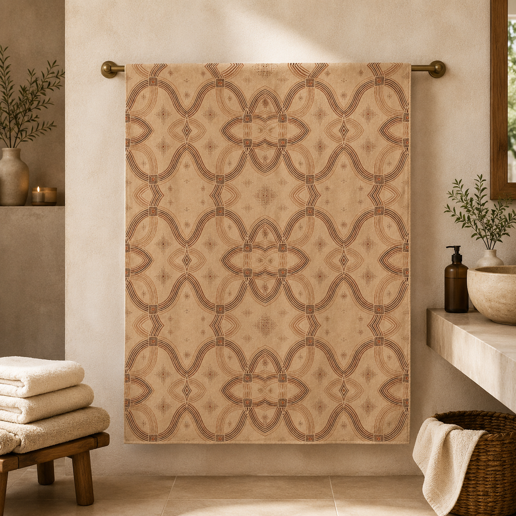 Zebra Rhythm Terracotta Junction — Bath Towel