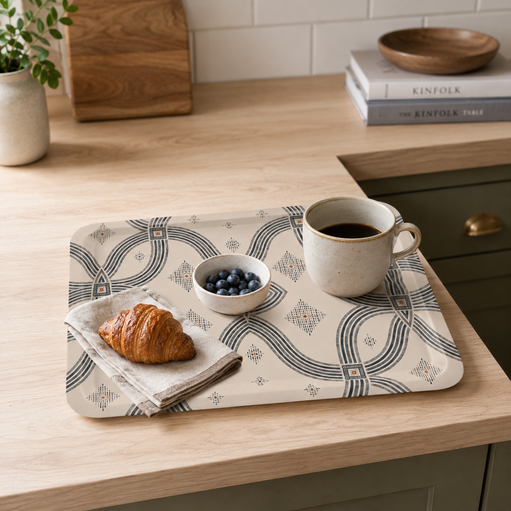 Zebra Rhythm – Monochrome Loom – Large Serving Tray