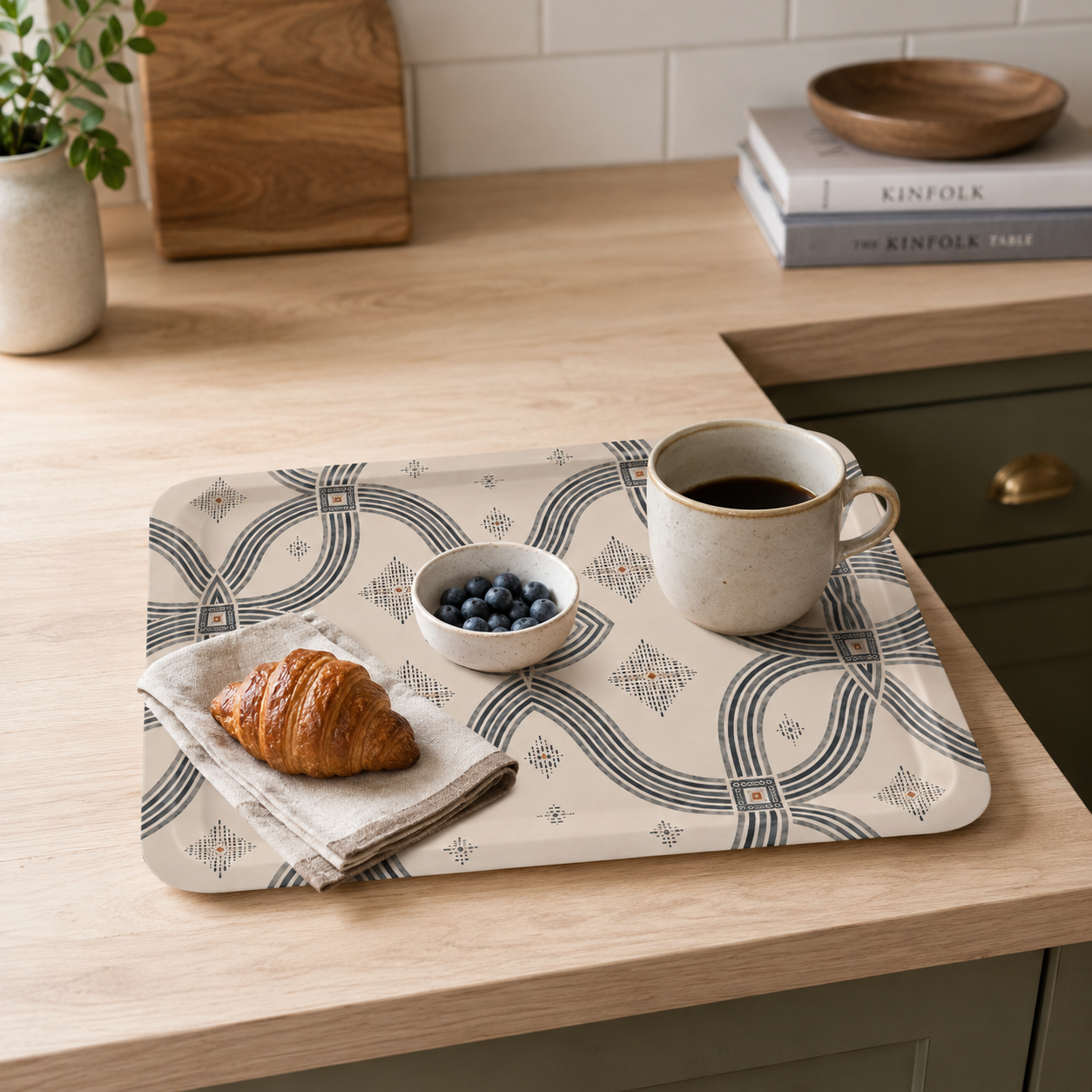 Zebra Rhythm – Monochrome Loom – Large Serving Tray