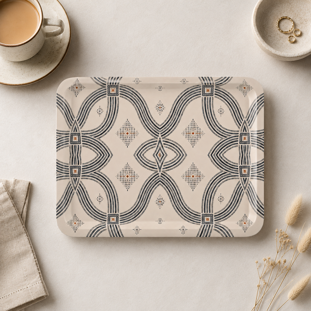 Zebra Rhythm – Monochrome Loom – Large Serving Tray