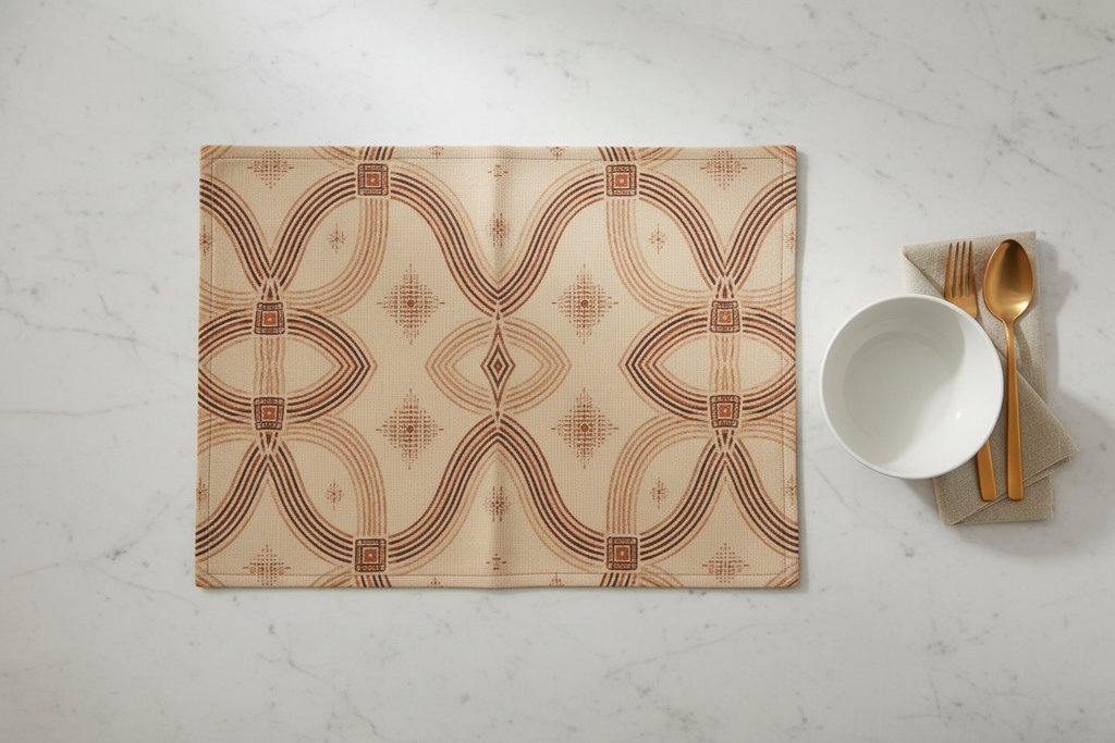 Zebra Rhythm Terracotta Placemat — Flat Lay
