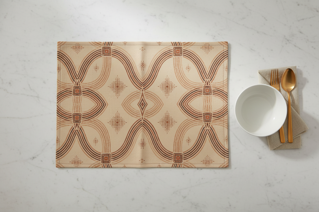 Zebra Rhythm Terracotta Placemat — Flat Lay