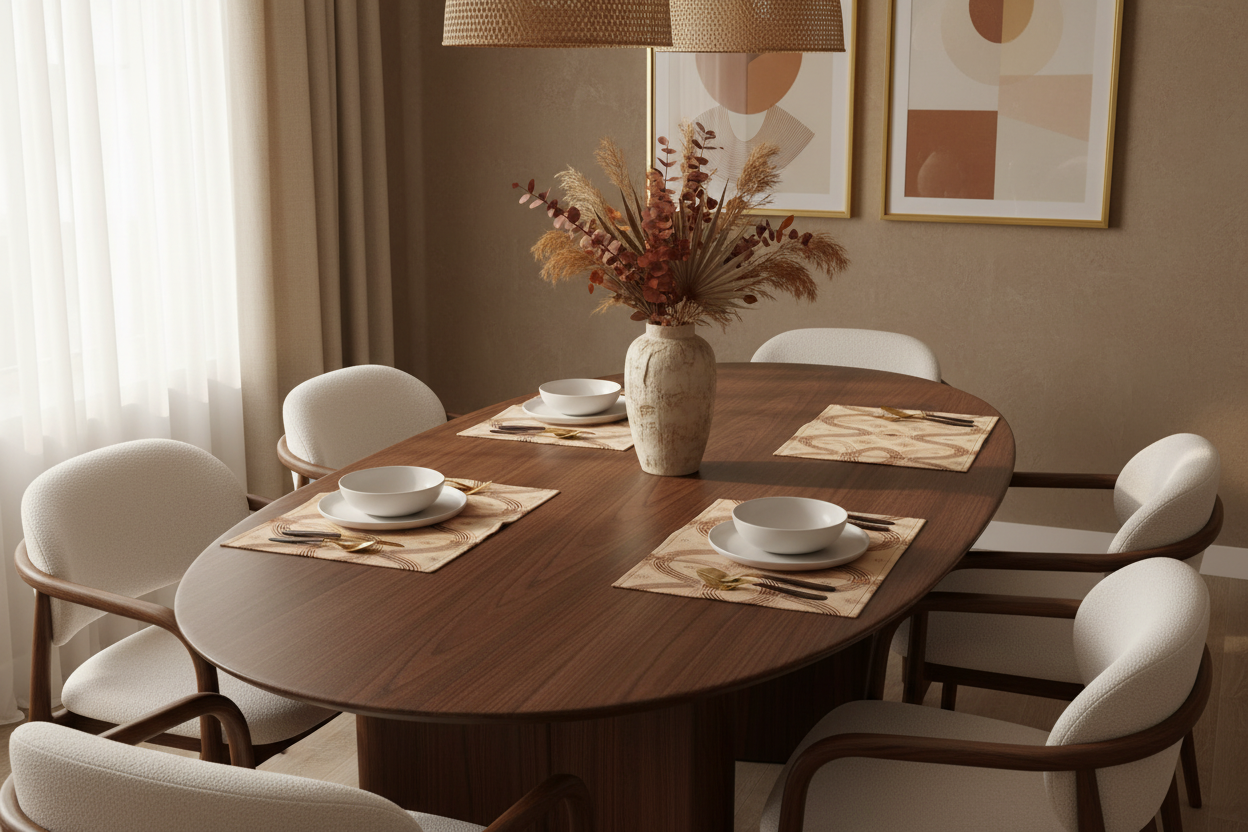 Zebra Rhythm Terracotta Placemat — Room Setting