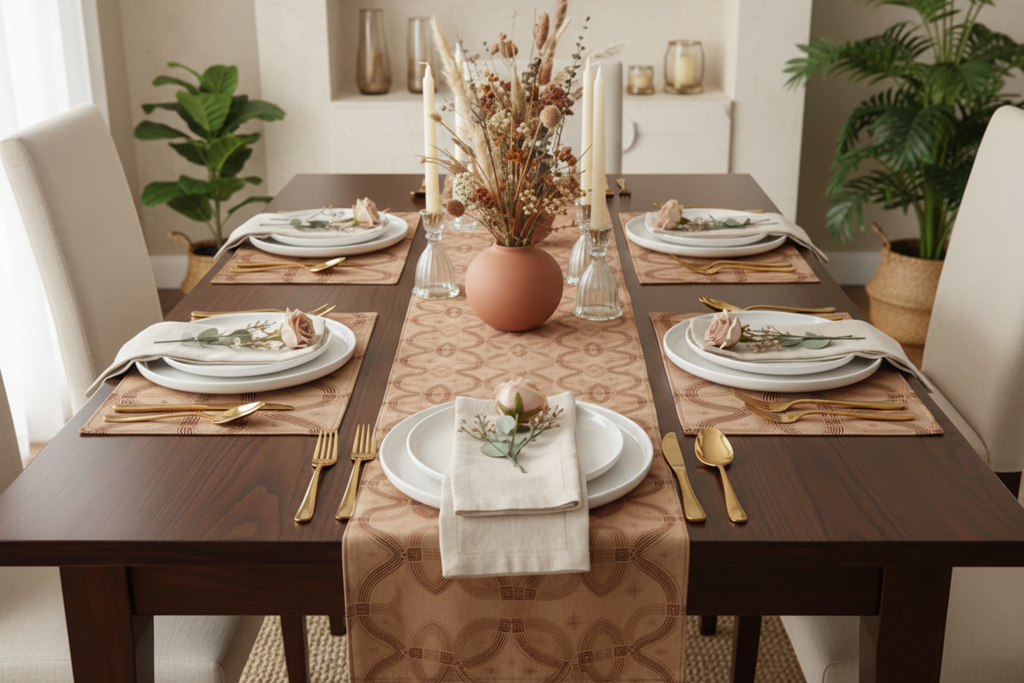 Zebra Rhythm Terracotta — Placemat & Runner Set